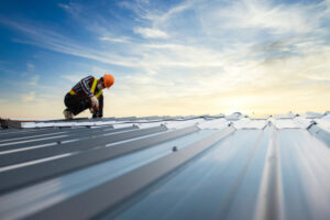 Commercial Roofing. Builders,In,Work,Clothes,Install,New,Roofing,Tools,,Roofing,Tools,